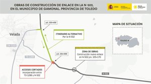 El acceso a Velada por la N-502, cortado desde este lunes por obras