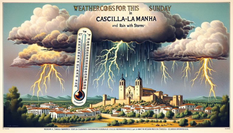 Previsión meteorológica para este domingo en Castilla-La Mancha: caída del termómetro y lluvias y tormentas