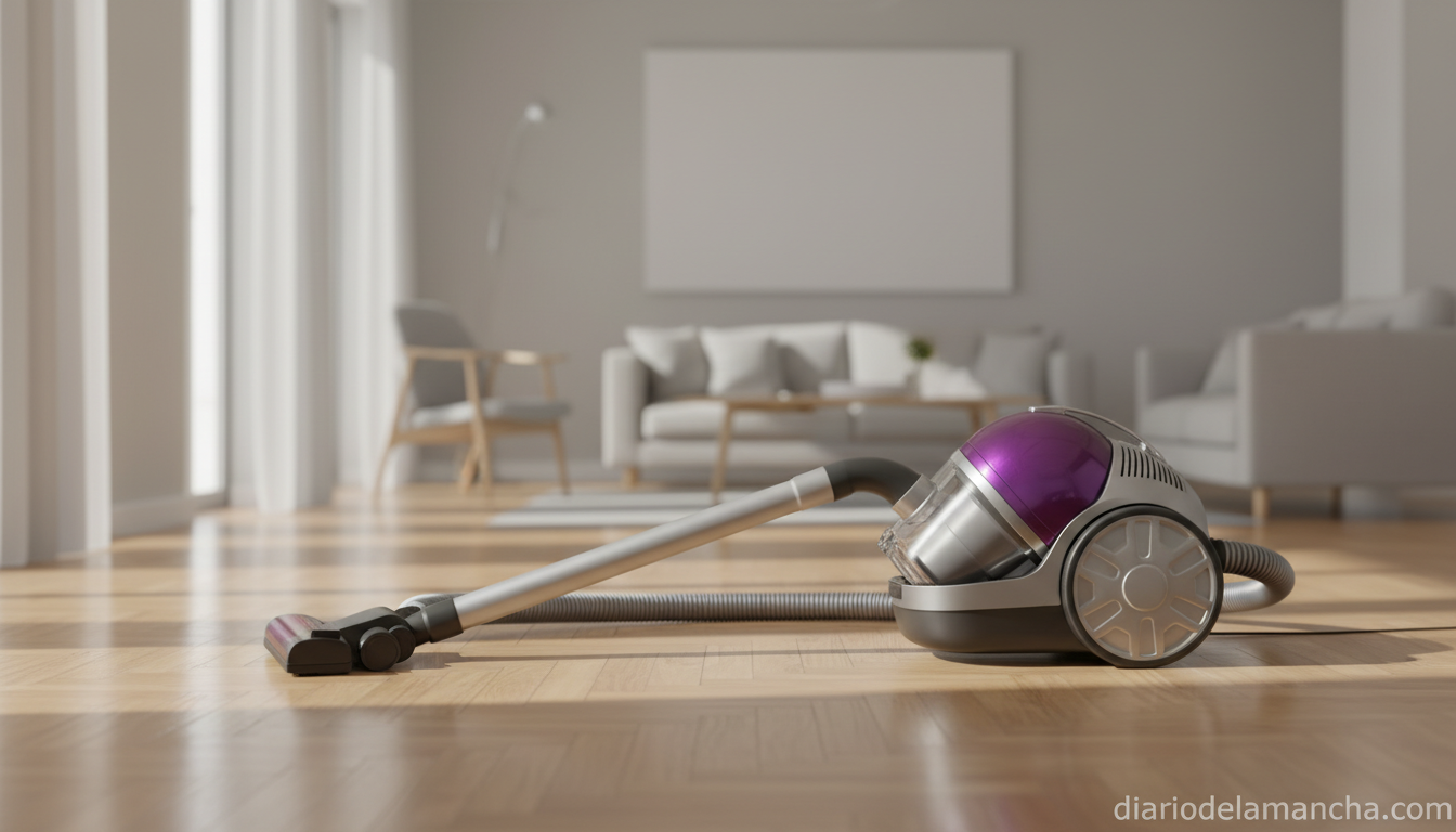 Aspiradora trineo Dyson Big Ball Parquet 2 sobre suelo de parquet en salón moderno