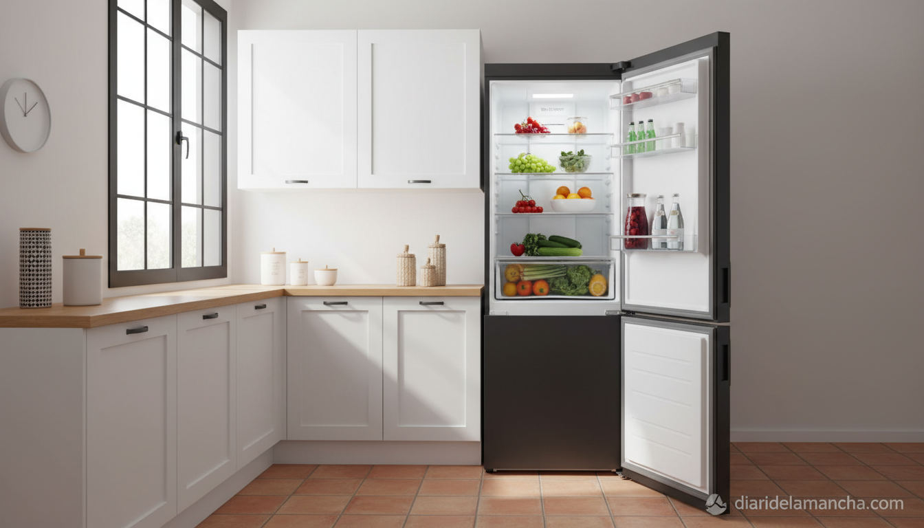 Frigorifico combi negro mate No Frost en cocina moderna espanola