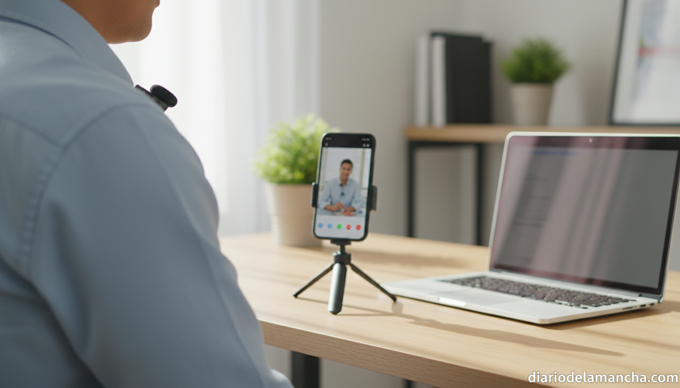 Micrófono inalámbrico de solapa clipado en la camisa para grabar vídeo con smartphone