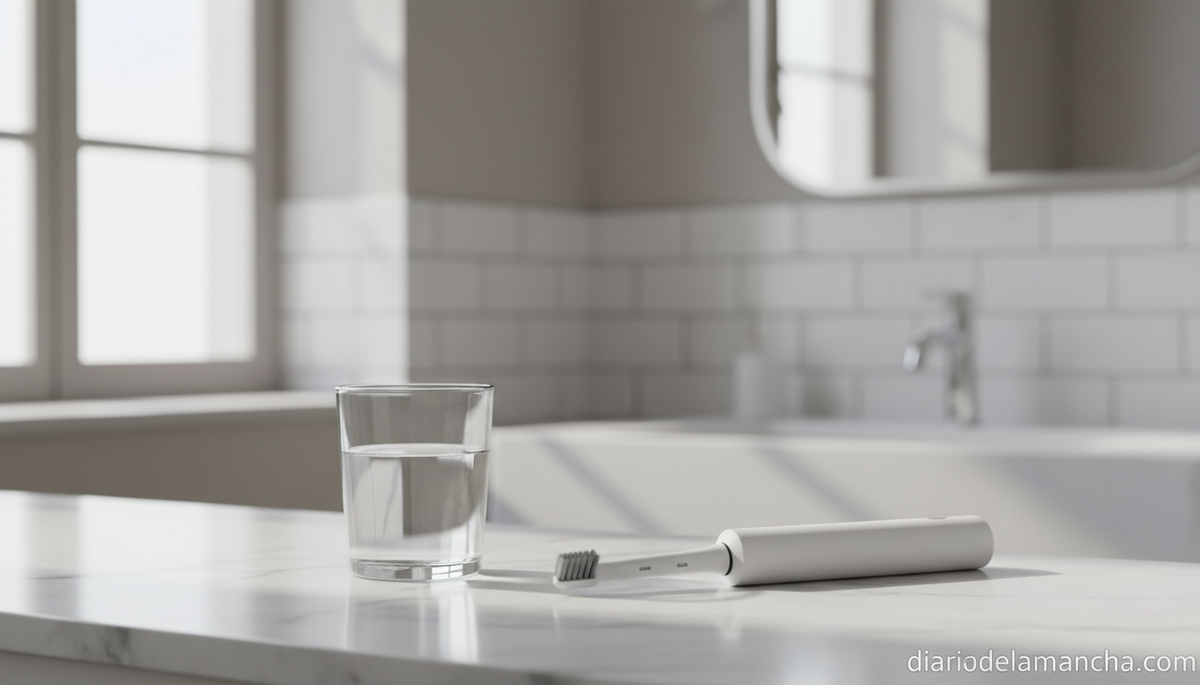 Cepillo eléctrico Oral-B iO 2 sobre encimera de mármol en un baño moderno