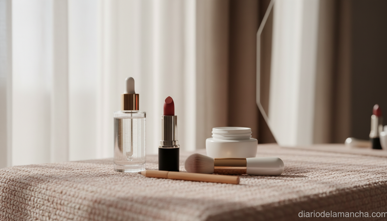 Descubre los productos de belleza más destacados de Amazon a precios nunca vistos 1 Mesa de tocador con productos de belleza, sérum facial y cosméticos rebajados en Amazon