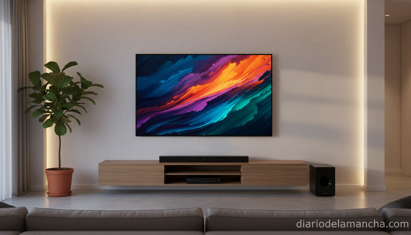 Smart TV LG QNED MiniLED 55 pulgadas 4K en salon moderno