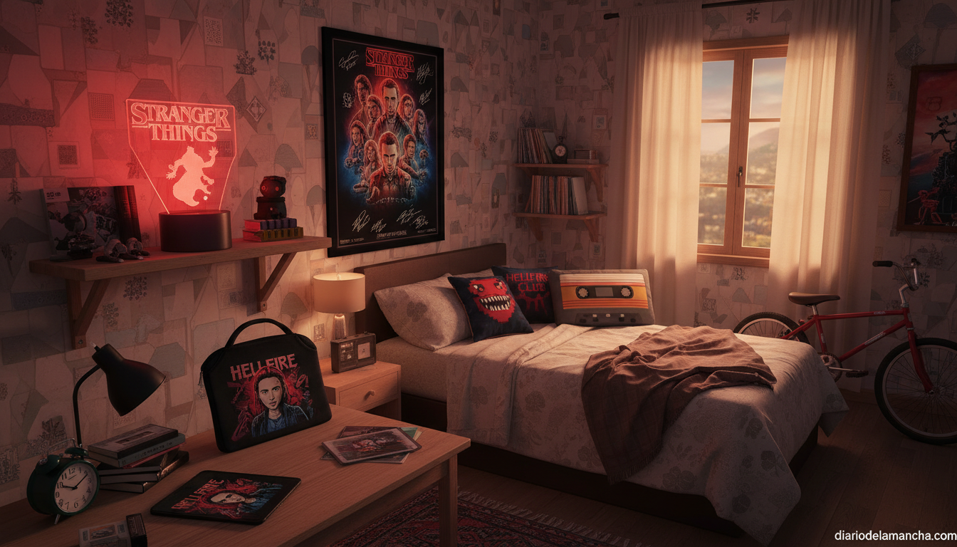 Habitacion fan Stranger Things decorada con merchandising personalizado