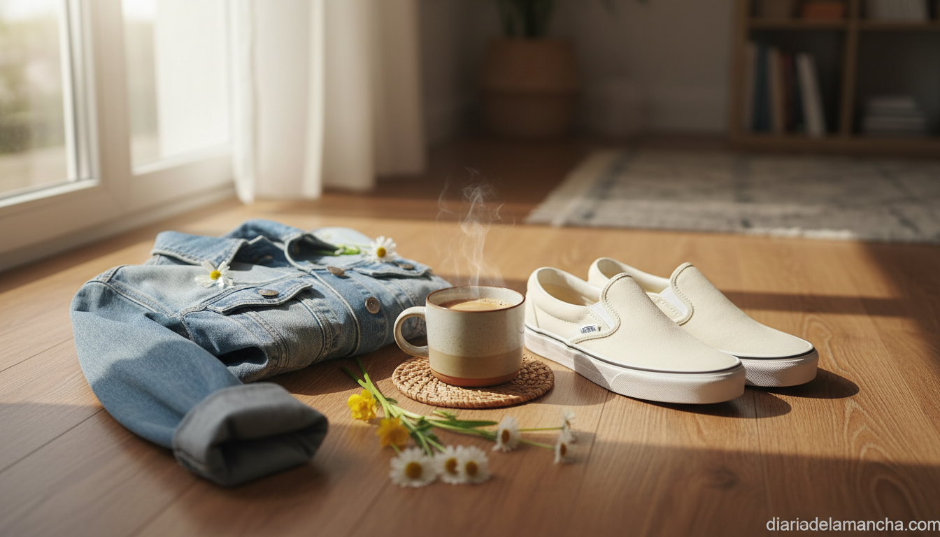 Regalo perfecto para el Día del Padre: zapatillas Vans con 60% de descuento 1 Zapatillas Vans estilo casual sobre suelo de madera con flores de primavera