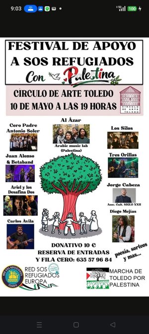 El Círculo de Arte de Toledo se llena este domingo de música y poesía para llevar comida a Gaza