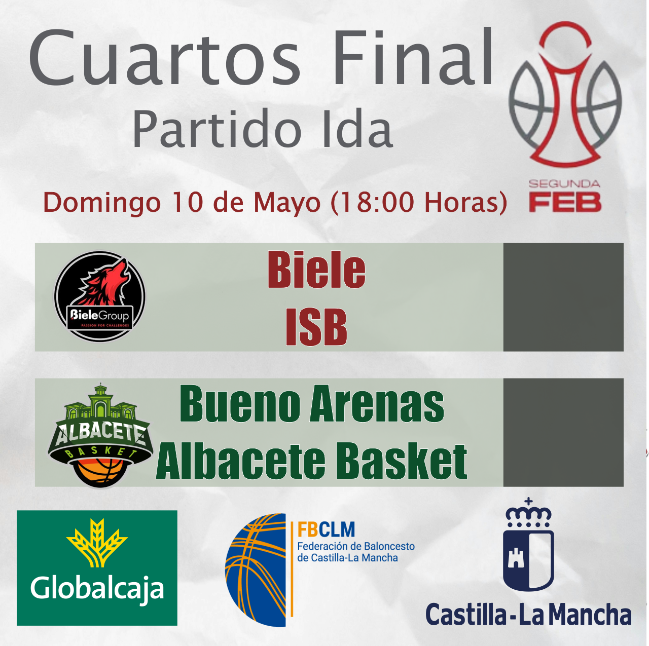Gráfico oficial de la Segunda FEB con el anuncio de los cuartos de final