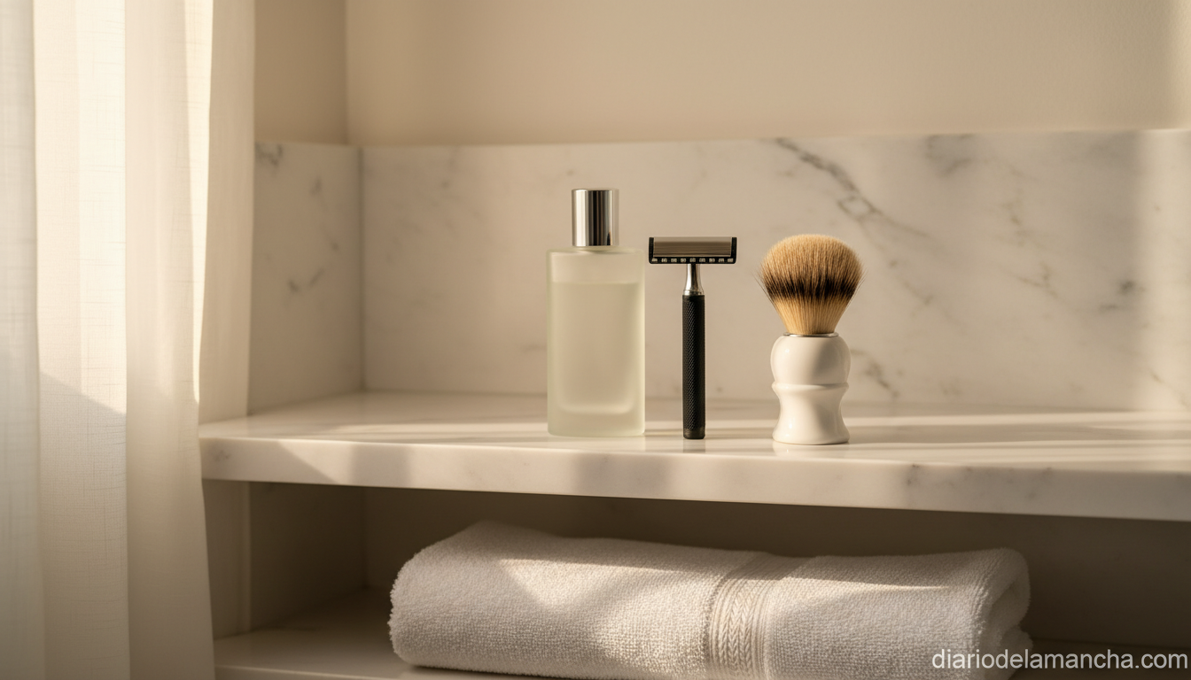 Descubre el mejor after shave para hombre según nuestras pruebas 1 Productos de afeitado y after shave para hombre en un baño moderno