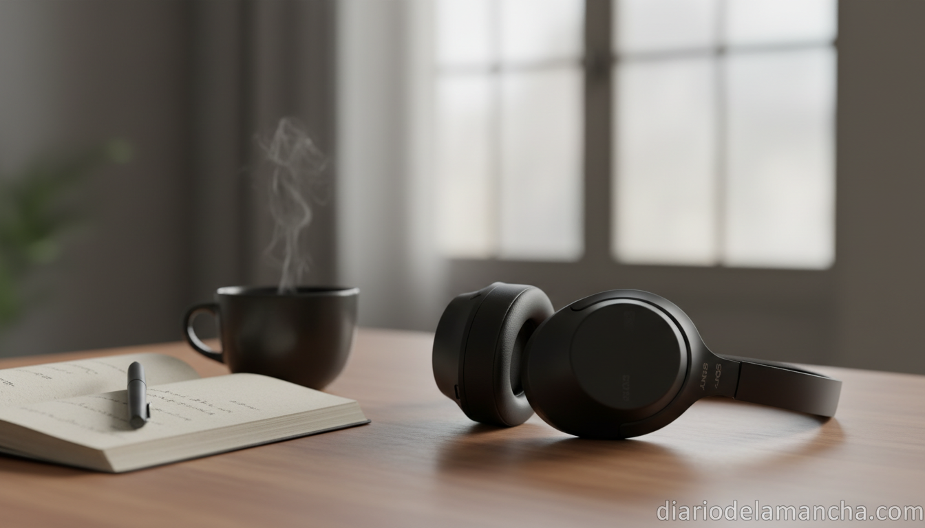 Descubre lo último de Sony: auriculares de alta tecnología para una experiencia sonora inigualable 1 Auriculares inalámbricos Sony con cancelación de ruido sobre escritorio de trabajo