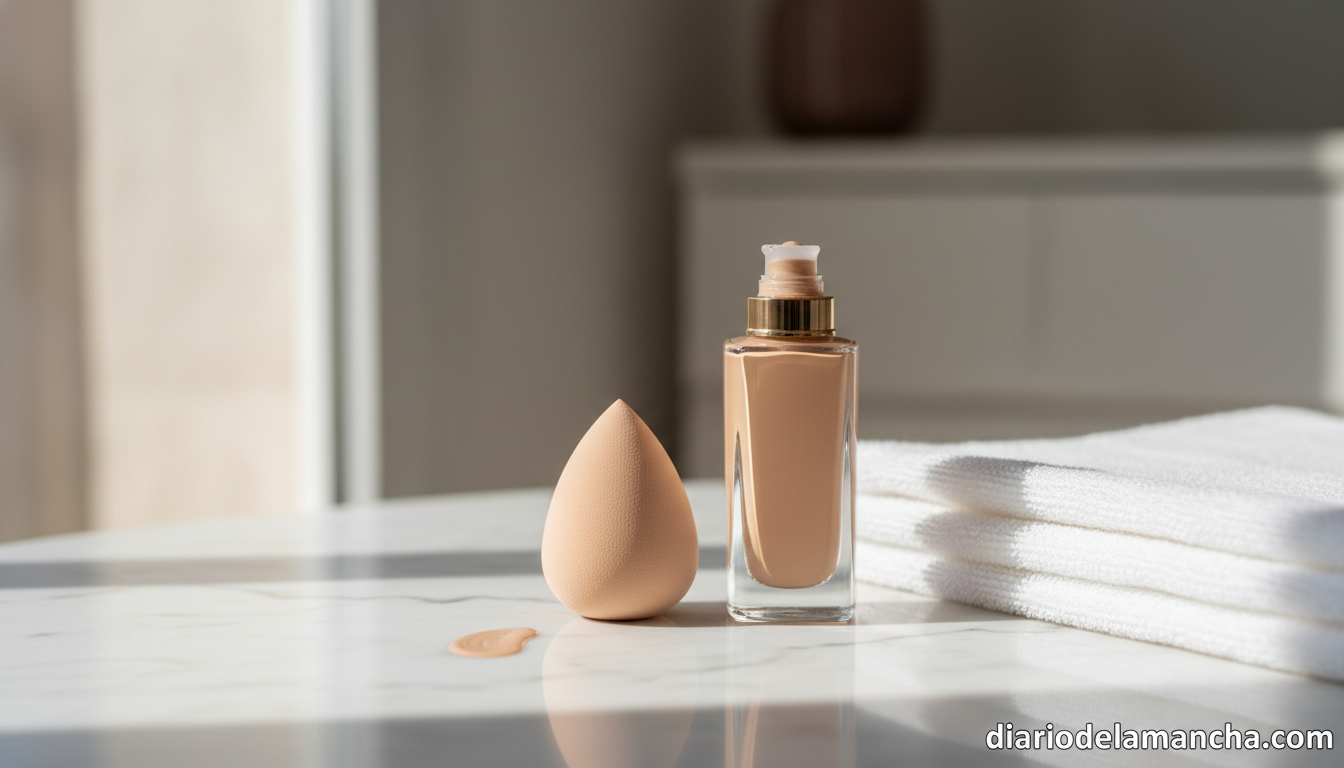 La base de maquillaje hidratante ideal para pieles sensibles que conquista a todos 1 Base de maquillaje hidratante para pieles sensibles sobre tocador de marmol
