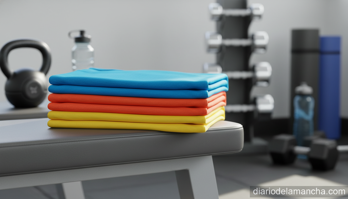 Camisetas deportivas Joma sobre banco de gimnasio