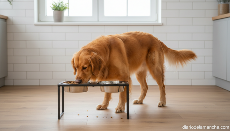 Comedero elevado regulable para perros con cuencos de acero inoxidable
