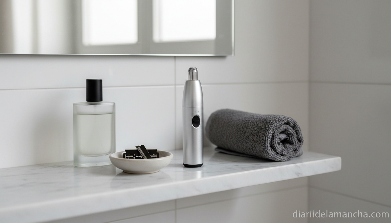 Cortapelos de nariz y orejas Panasonic en baño minimalista