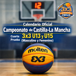 Prueba de baloncesto 3x3 en pabellón deportivo
