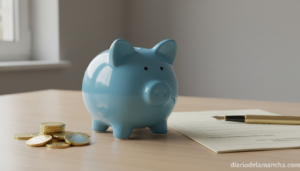 Hucha y monedas europeas simbolizando depósitos a plazo fijo seguros