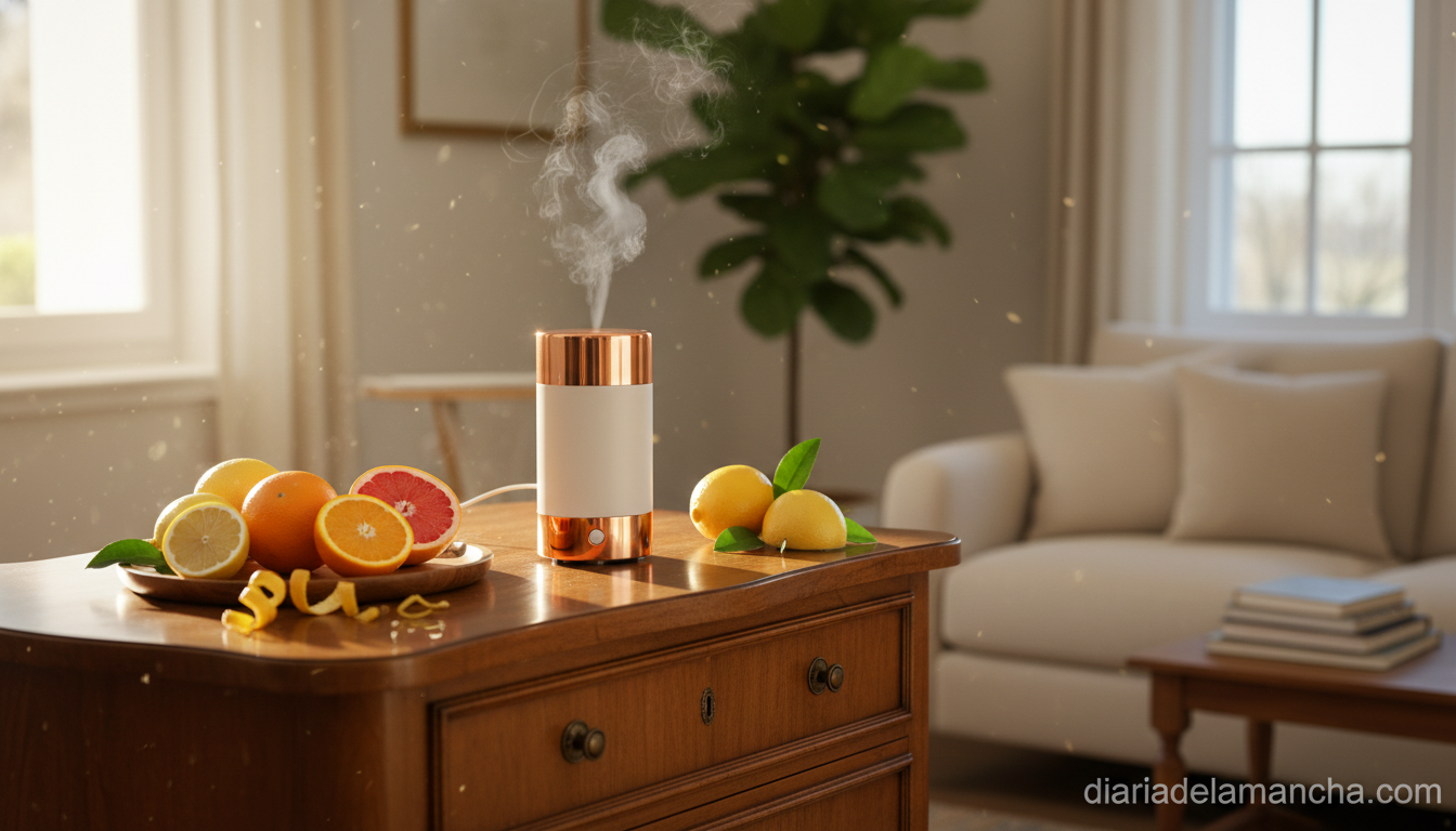 Descubre el difusor de aroma cítrico en promoción que todos desean 1 Difusor ambientador automático cítrico en salón acogedor