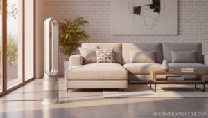 Ventilador Dyson Cool AM07 sin aspas en salón moderno