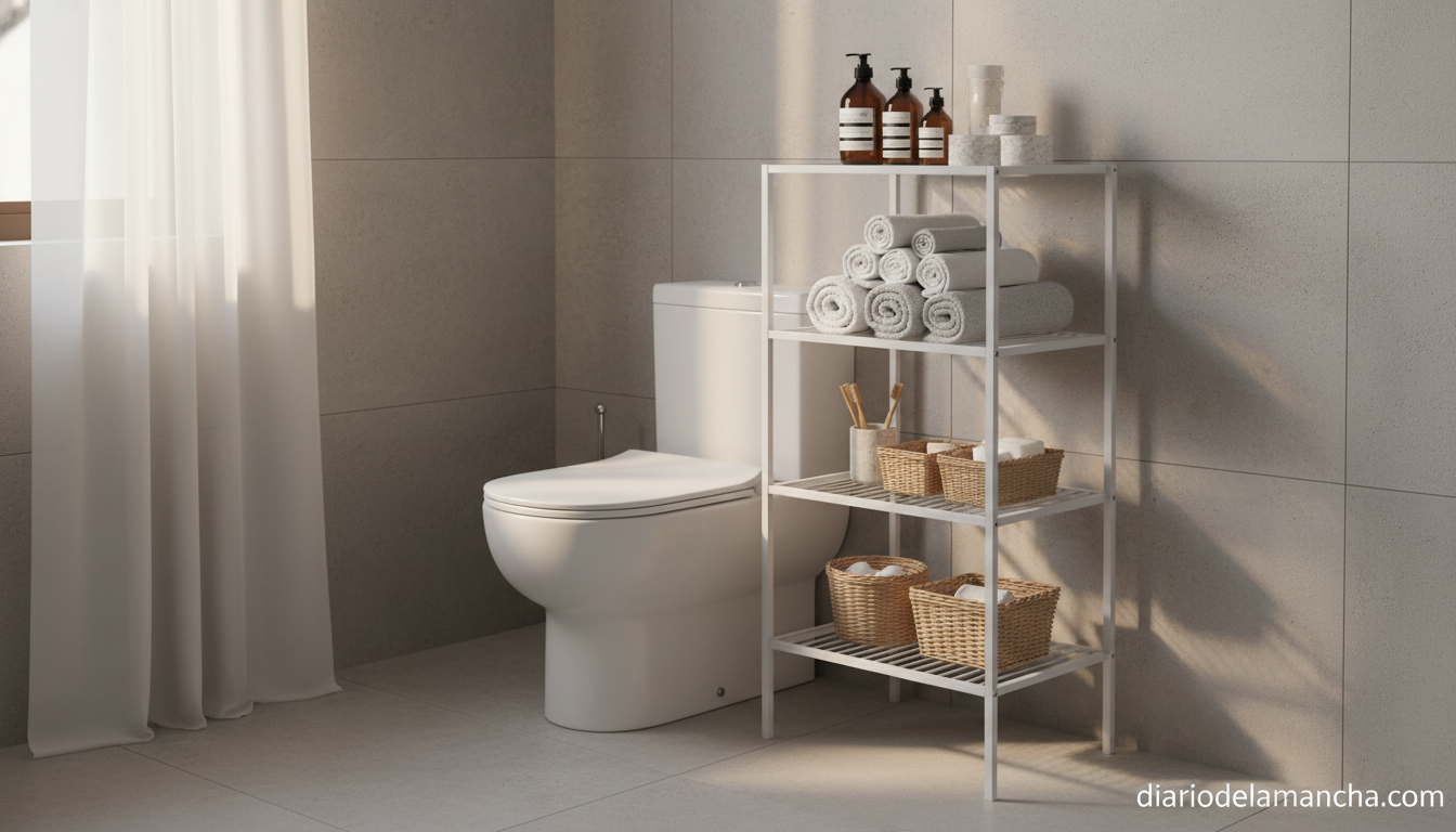 Estantería de baño sobre inodoro acero inoxidable tres niveles