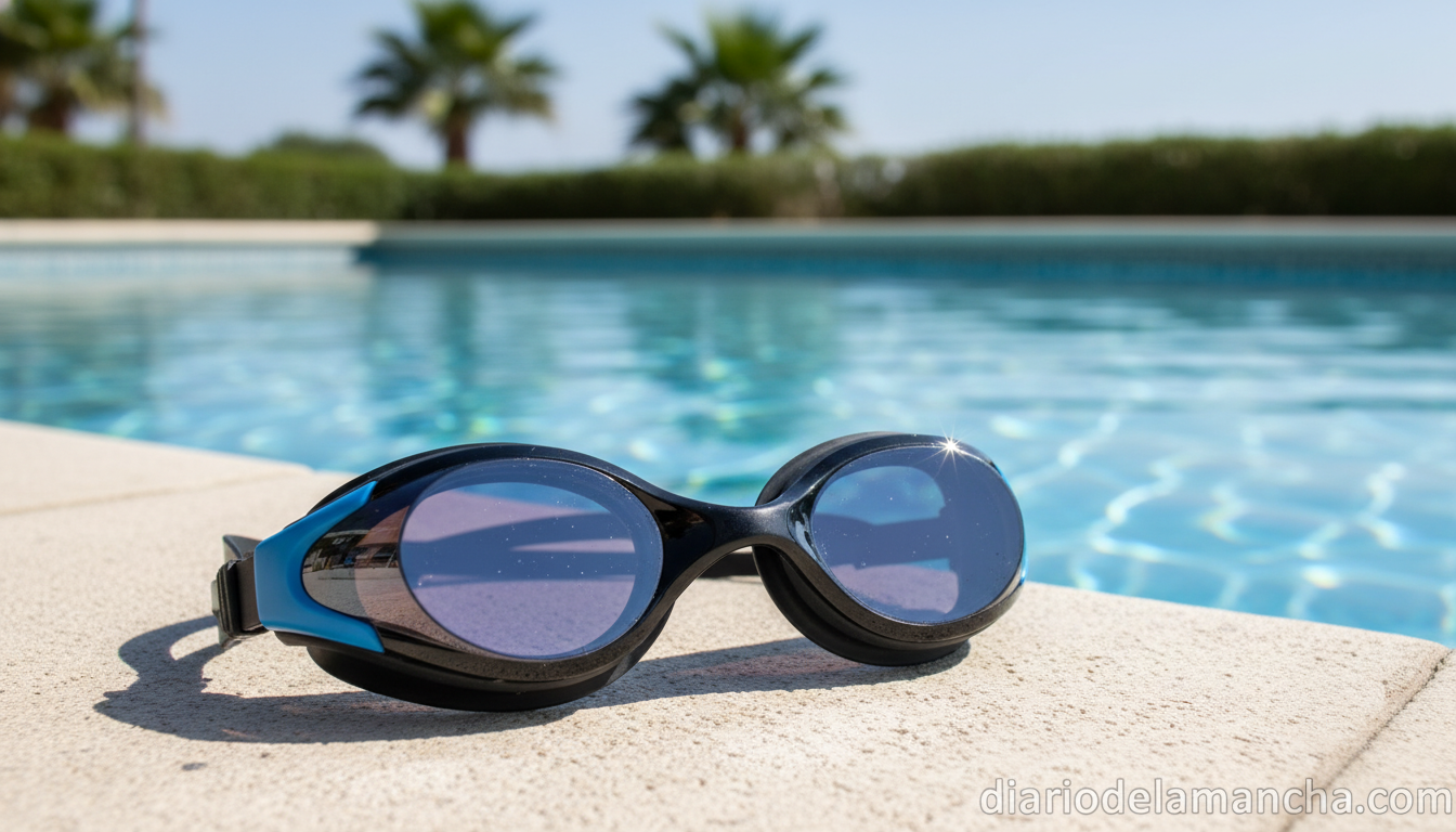 Gafas de natación polarizadas antivaho Zionor en borde de piscina