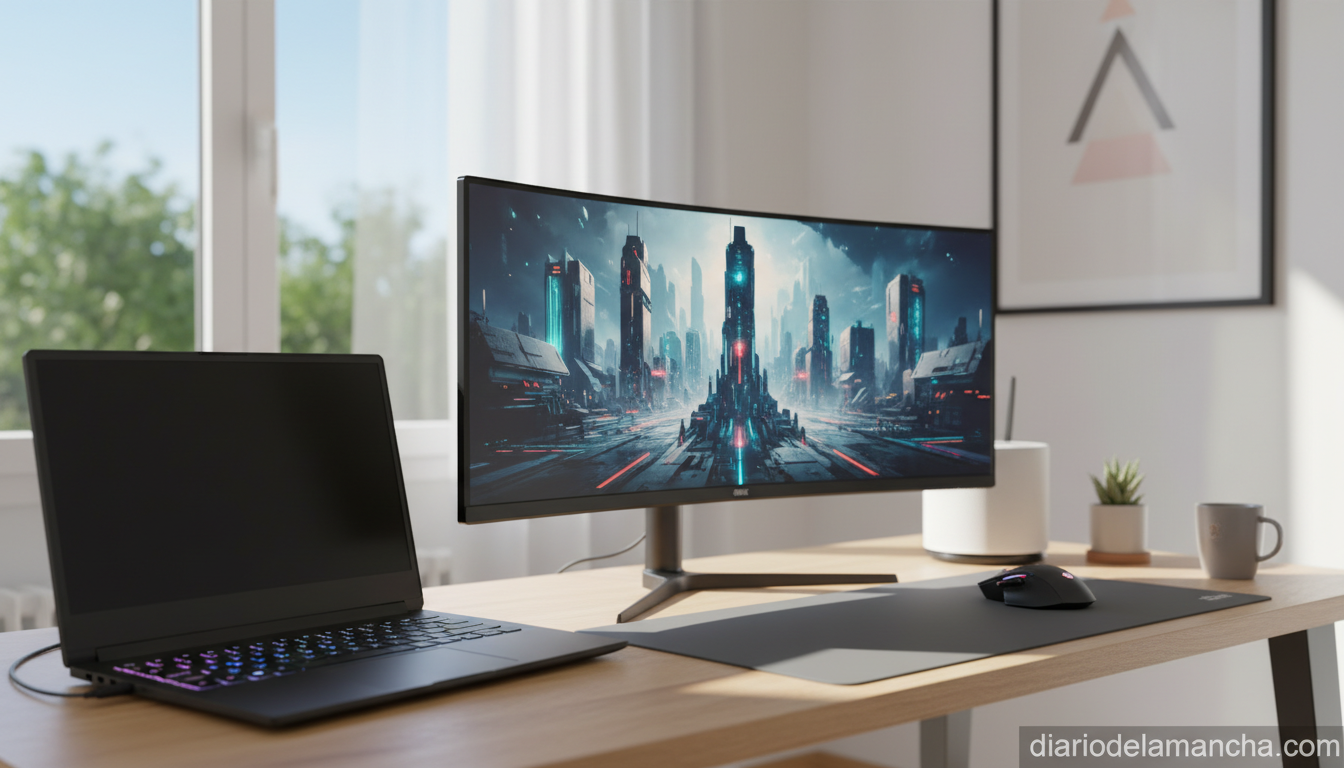 Escritorio de home office con portátil gaming, monitor y periféricos - los más vendidos en informática Amazon