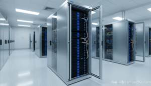 Servidores de hosting web en centro de datos moderno