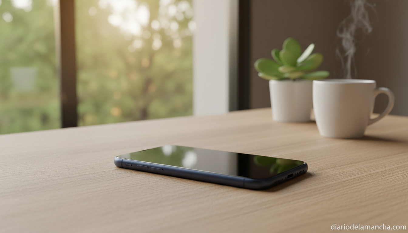 iPhone 13 sobre escritorio con iluminación natural, oferta Apple 2026