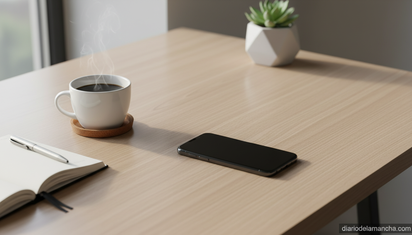 iPhone 15 de Apple sobre escritorio moderno en 2026