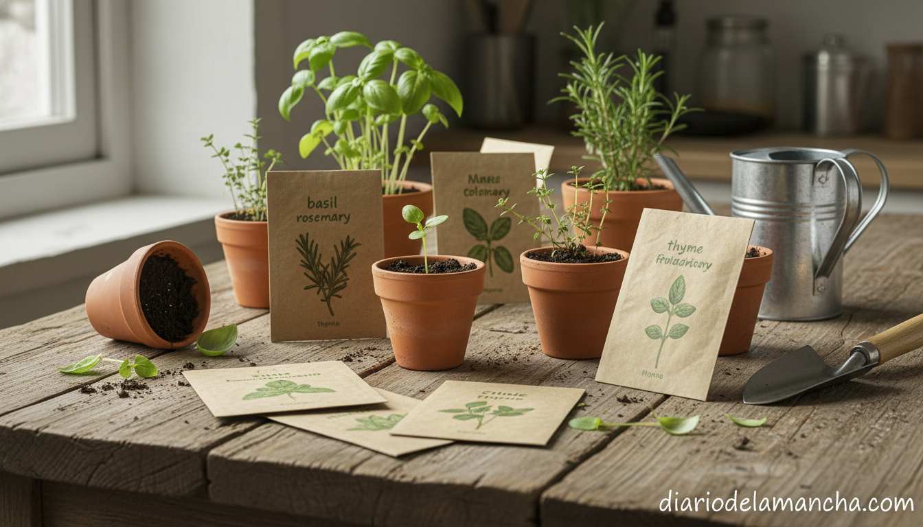 Kit de semillas bio con 12 variedades de hierbas aromáticas para cultivar en casa