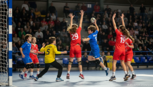 Partido de balonmano juvenil en la semifinal del Campeonato de España
