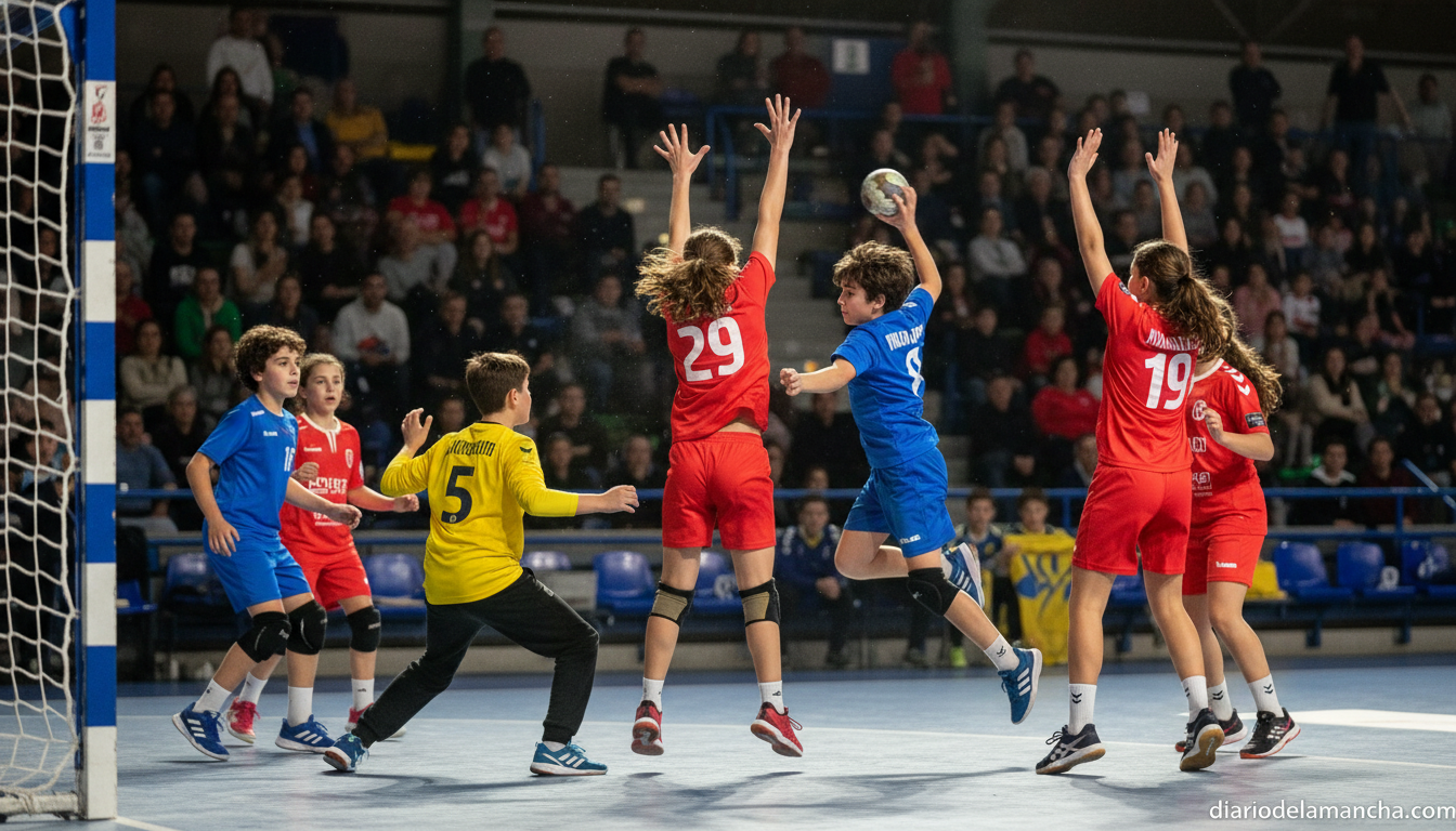 Partido de balonmano juvenil en la semifinal del Campeonato de España