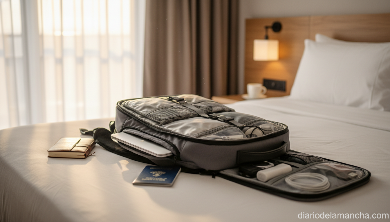 Mochila de cabina para viajes Klostain con compartimentos organizados