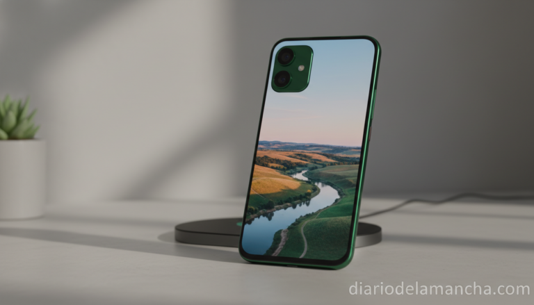 Smartphone Android gama media-alta con doble cámara Sony sobre escritorio