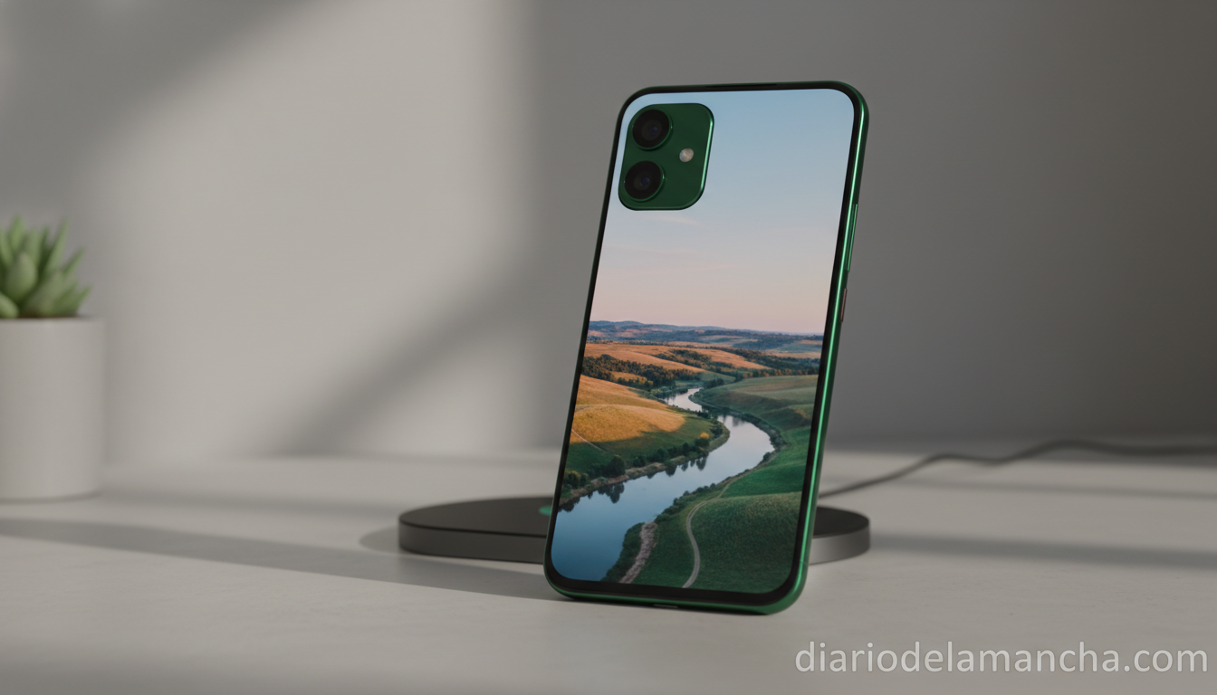 Smartphone Android gama media-alta con doble cámara Sony sobre escritorio