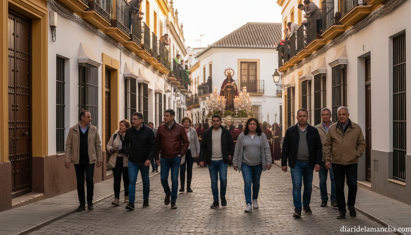 Explorando Andalucía: destinos perfectos para una Semana Santa inolvidable 1 Viajeros explorando las calles históricas de Sevilla durante la Semana Santa
