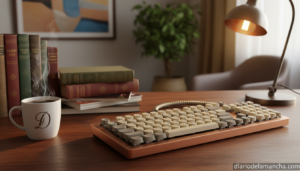 Teclado retro vintage estilo máquina de escribir sobre escritorio