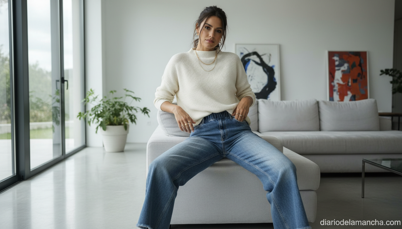 El vaquero de mujer favorito en Amazon: elástico, de pierna ancha y cómodo para todas 1 Pantalones vaqueros anchos elásticos para mujer en Amazon