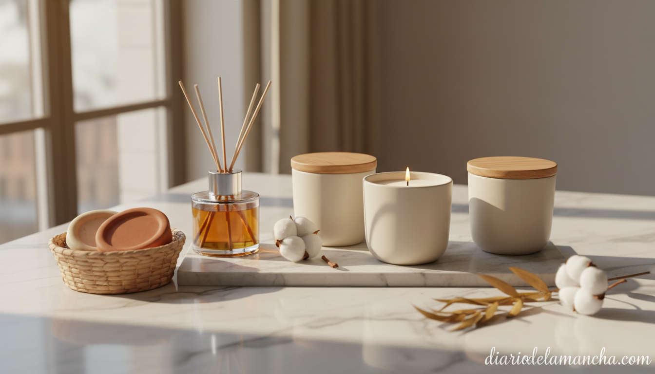 Productos de lujo para aromatizar el hogar: velas, difusores y jabones