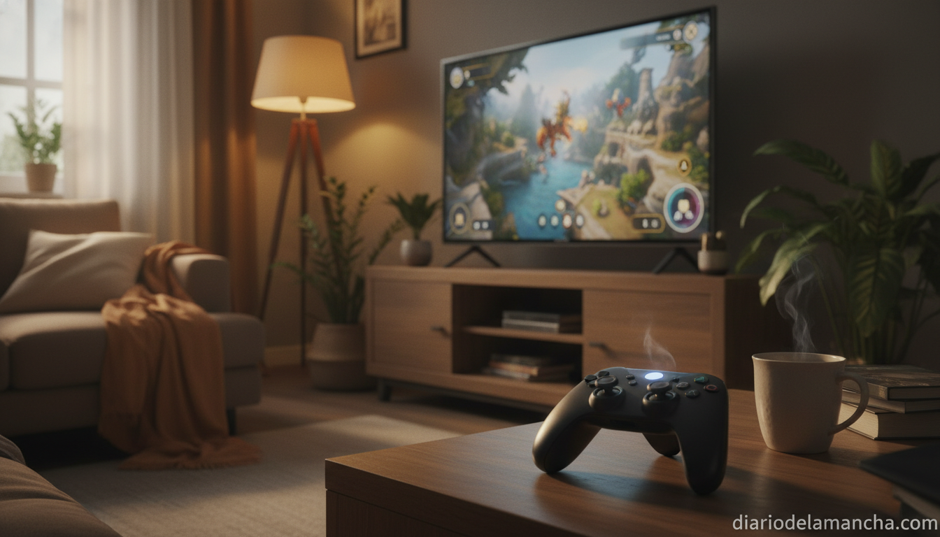 Descubre la diversión sin límites con los juegos favoritos de la comunidad gamer 1 Videoconsola y mando gaming en salón