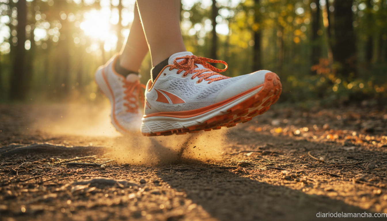 Zapatillas Altra de running con caja ancha y caida cero en sendero forestal
