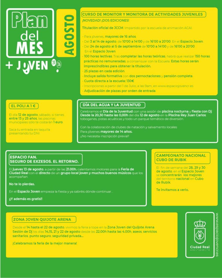 Programa Verano+Joven 2026 Ciudad Real actividades juventud