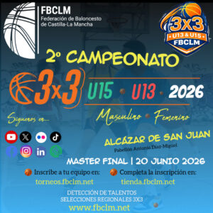 Equipos de baloncesto 3x3 juvenil en el Pabellón Antonio Díaz Miguel de Alcázar de San Juan