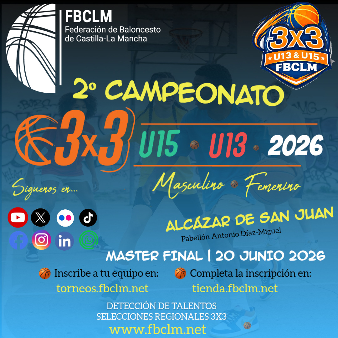 Equipos de baloncesto 3x3 juvenil en el Pabellón Antonio Díaz Miguel de Alcázar de San Juan