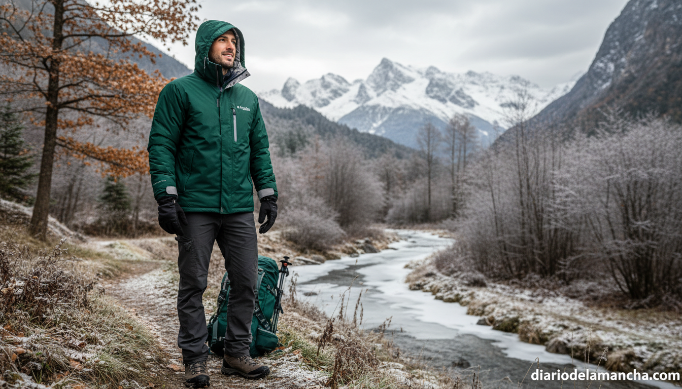 Consigue el abrigo Columbia favorito para combatir el frío con un descuento del 45% 1 Hombre con abrigo térmico Columbia con capucha en exterior invernal