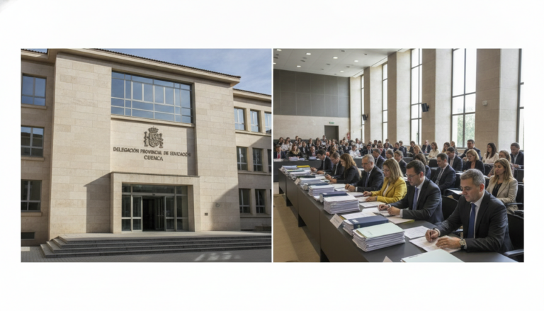 Delegación provincial de educación en Cuenca, Castilla-La Mancha. Edificio administrativo público con fachada instituciona...