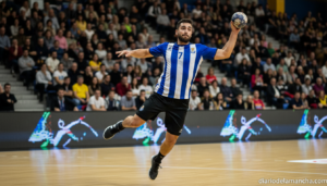 Jugador de balonmano en acción durante un partido