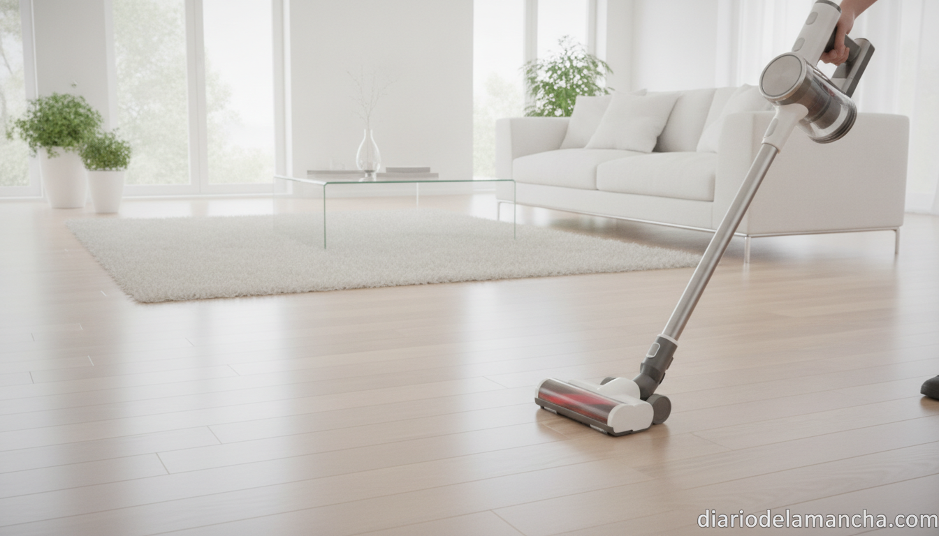 Aspiradora inalámbrica sin cable en salón moderno