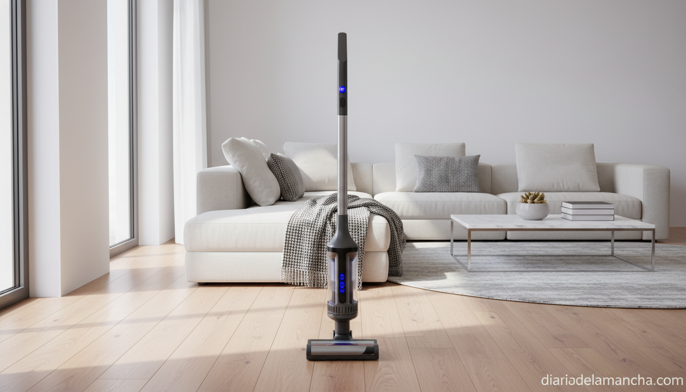 Top 10 aspiradoras sin cable del 2026: Guía para elegir la mejor 1 Aspiradora sin cable en salón moderno con suelo de madera