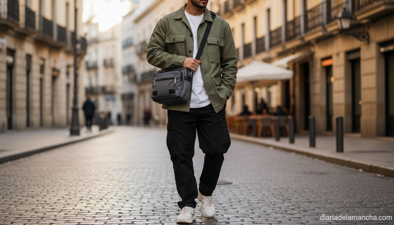 Bandolera de hombre estilo casual en uso diario