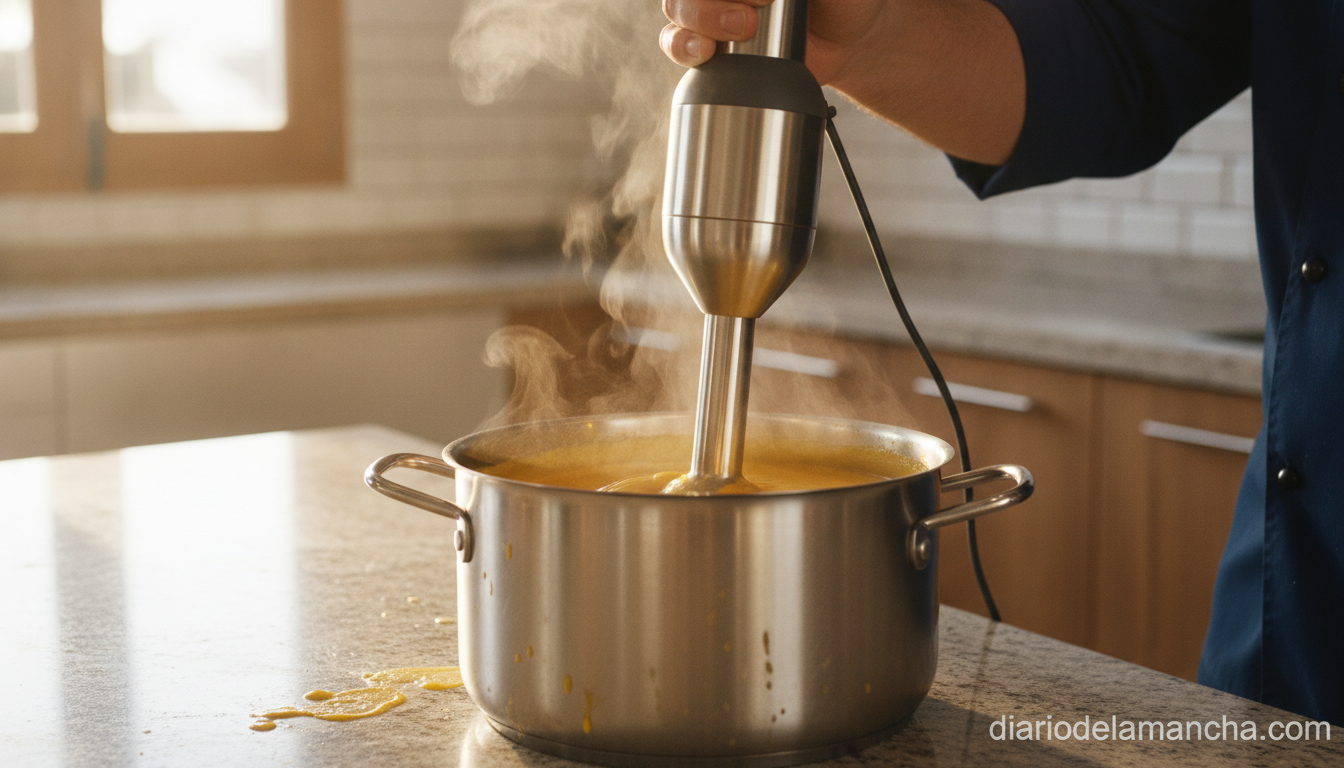 Batidora de mano Cecotec Katana triturado cremoso en cocina moderna